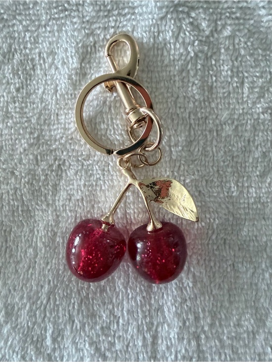 Accessories - Cherry Keychain Bag Charm in Red and Gold